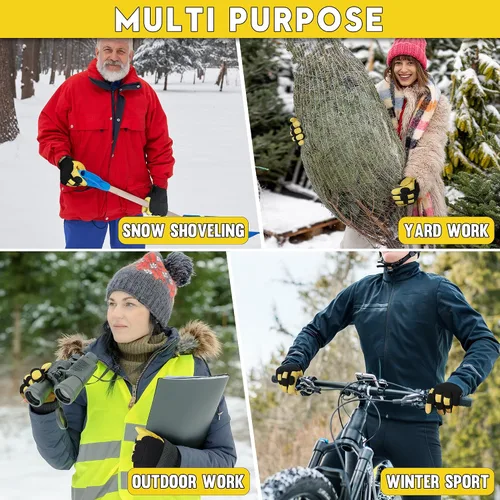 Vista 7 de HANDLANDY Guantes de trabajo aislados, guantes térmicos de invierno impermeables para hombres y mujeres