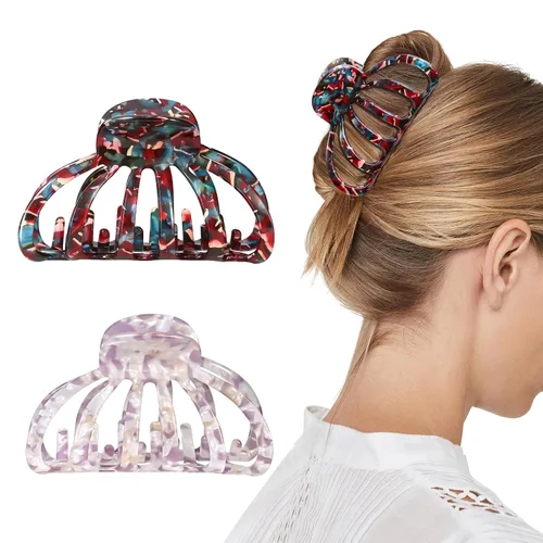Vista 10 de Shinowa Pinzas para el cabello de mariposa, paquete de 4 pinzas de mariposa para cabello grueso y delgado, 2.75 pulgadas, hermosas pinzas