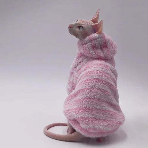Vista 6 de Ropa para gatos sin pelo, de grosor cálido, suave, de invierno, para gatos Sphynx, gatos Devon Rex, Cornish y gatos pequeños (XS)