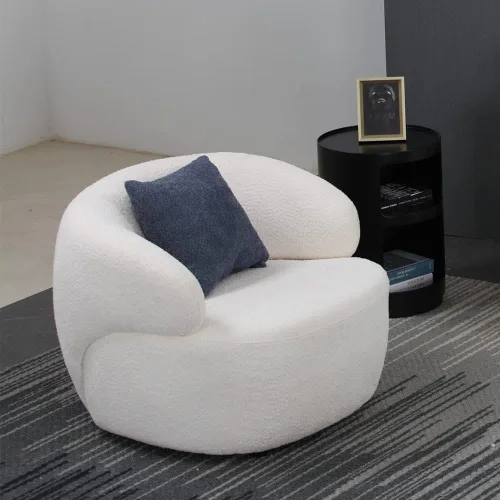 Vista 6 de Sofá curvo Boucle Sofá redondo de lujo de 3 plazas con sofá giratorio individual, sofás modulares modernos para sala de estar, oficina, juego