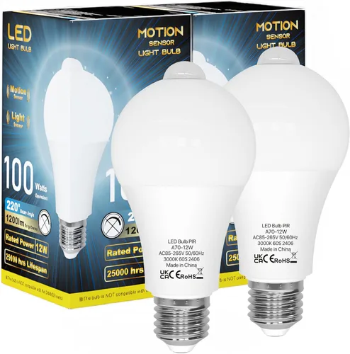 Vista 11 de ORALUCE Bombillas con sensor de movimiento para interiores y exteriores, equivalente a 60 vatios, A19 E26 9 W, bombilla LED activada por movimiento