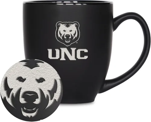 Vista 93 de Rico Industries - Taza de cerámica mate negra con grabado láser estándar de 15oz para NCAA (escuelas T & U) - Para bebidas calientes o frías