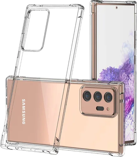 Vista 8 de KIOMY Funda transparente para Samsung Galaxy Note 20 Ultra 5G, diseño híbrido, carcasa trasera de policarbonato duro con marco elevado de TPU