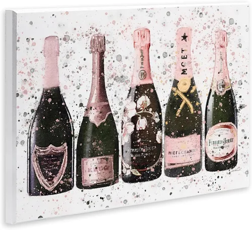 Vista 2 de Stupell Industries Chic - Placa de pared moderna con diseño de botellas de rosas rosadas, diseño de Amanda Greenwood, 10 x 15 pulgadas