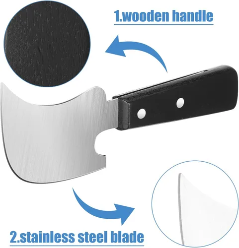 Vista 4 de Hanaive Paquete de 2 cuchillos basculantes para discapacitados, cuchillos afilados para carne con una sola mano, equipo adaptativo, artilugio, 8 x 3
