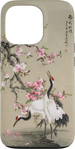 Vista 10 de Red Cap Cranes with Plum Blossoms Japanese Woodblock Art Case for iPhone 17