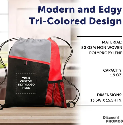 Vista 42 de DISCOUNT PROMOS Juego de mochilas con cordón no tejidas personalizadas de 10/50/100, paquete personalizado a granel