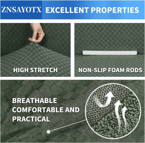 Vista 4 de ZNSAYOTX 1 Funda de silla Jacquard para sala de estar, funda de silla de alta elasticidad con brazos, antideslizante, apta para mascotas, funda