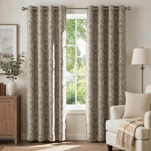 Vista 43 de jinchan Cortinas de lino texturizadas para oscurecer la sala de estar, 54 pulgadas de largo, cortinas de medallón para dormitorio, tratamientos