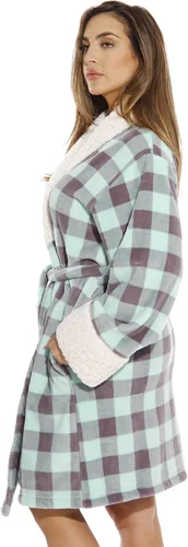 Vista 2 de Just Love - Bata afelpada con ribete aborregado para mujer