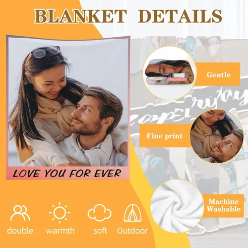 Vista 3 de Manta personalizada, diseño de vellón con texto, mantas con imágenes personalizadas para bebé, madre, padre, adultos, amigos, amantes, perros, 1 Foto