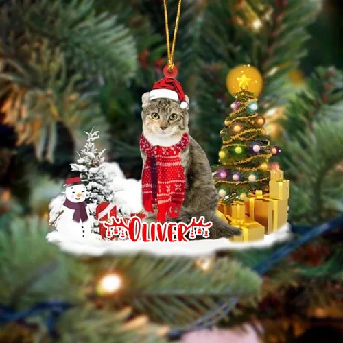 Vista 110 de NAZENTI Adorno personalizado de gato abisinio con árbol de pino, adorno de Navidad personalizado para perros amantes de las mascotas, colgante