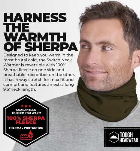 Vista 2 de Tough Headwear Neck Warmer - Winter Fleece Neck Gaiter, Ski Tube Scarf & Snowboard Half Face Mask, Face Cover for Men & Women
