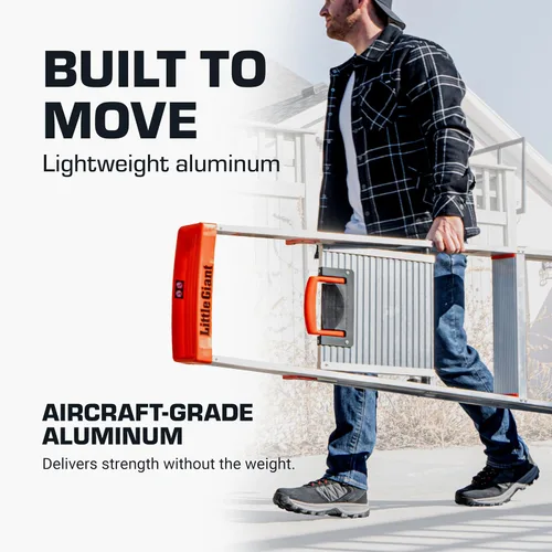 Vista 6 de 300 Libras deber calificación plataforma escalera Flip-N-Lite, 15273-001 Ultra Lightweight Ladder, Easy Release Handle, Wide Anti Slip Steps, Home