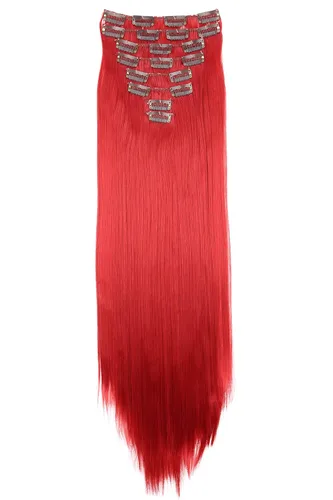 Vista 8 de CAISHA XXL - Juego de 8 extensiones de cabello con clip de 24 pulgadas, extensiones de cabello lacio rojo burdeos CES10