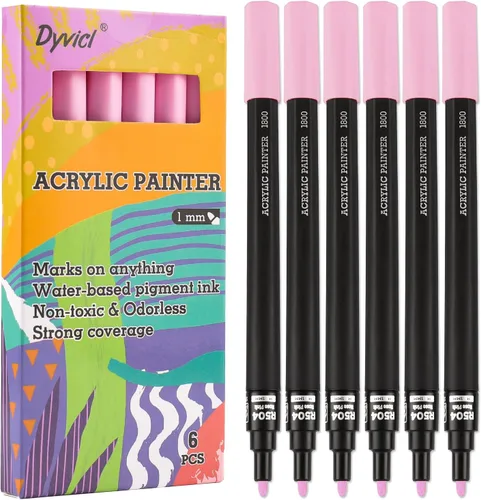 Vista 12 de Dyvicl Marcadores de pintura acrílica negra, bolígrafos de pintura de punta fina, marcadores acrílicos para pintura de roca, piedra, cerámica