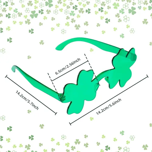 Vista 2 de Shitailu 4 lentes de sol de trébol del día de San Patricio gafas irlandesas gafas de trébol de cuatro hojas leprechaun verde para niños y adultos