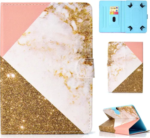 Vista 45 de Funda universal para tablet de 7 pulgadas, piel sintética [ranuras para tarjetas], cubierta magnética, para Samsung Galaxy Tab E/Tab A 7.0, Fire 7