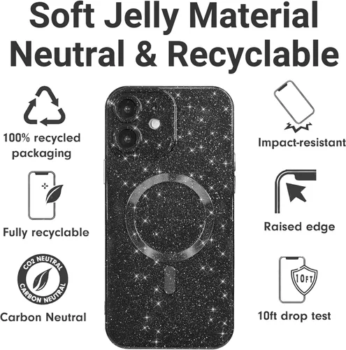 Vista 4 de LoeoeL Funda para iPhone 12 con Purpurina Compatible con Magsafe, Femenina Linda Brillante Magnética Mag Safe Bonita Funda para Teléfono