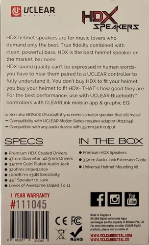 Vista 2 de UClear Digital HDX - Juego de altavoces para casco de 1.850 in de diámetro, conector de 0.138 in