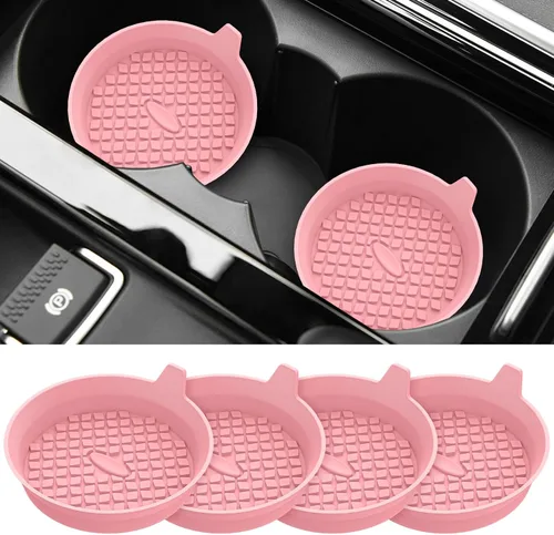 Vista 18 de ME.FAN Posavasos para Portavasos de Coche [Paquete de 4] Alfombrillas de Silicona para Tazas, Accesorios Interiores Universales Antideslizantes
