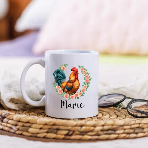 Vista 4 de Taza personalizada con texto en inglés "Just A Girl Who Loves Chick", tazas de cerámica con nombre personalizado para amantes del pollo, regalos