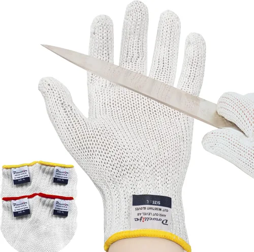 Vista 10 de Dowellife Guantes resistentes a los cortes A9 de máxima protección, guantes de cocina y chef de grado alimenticio para preparación de alimentos Gris