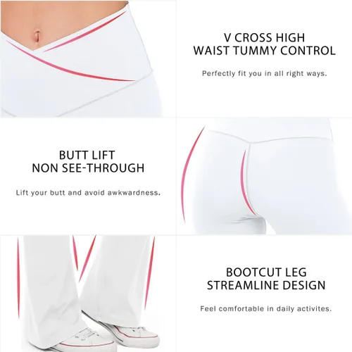Vista 101 de HEGALY Pantalones de yoga acampanados para mujer, leggings cruzados, suaves, de cintura alta, pantalones casuales de entrenamiento con corte de bota