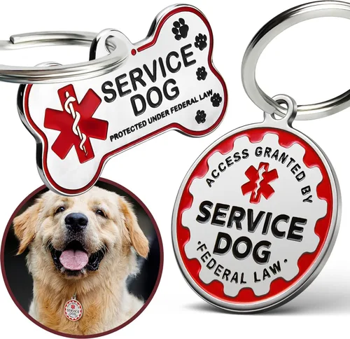 Vista 7 de HOPELF Etiqueta ESA personalizada grabada – Etiquetas de animales de apoyo emocional personalizadas para perros y gatos – Insignia de nombre