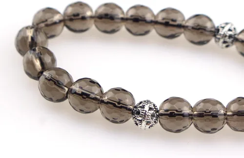 Vista 3 de Muslims Islamic Dhikr Tasbeeh Tasbih - Cuentas de oración, 33 cuentas de cuarzo ahumado de cristal con borla