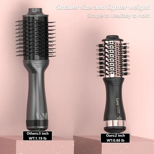Vista 3 de Cepillo secador de pelo automático de doble voltaje con enchufe europeo, mini cepillo secador de pelo de viaje para mujeres, portátil, ligero, de un