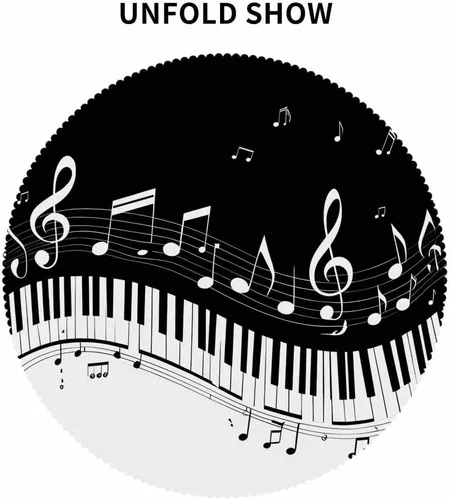 Vista 6 de IBILIU Mantel redondo de música, teclas de piano, notas musicales, color blanco y negro, resistente al agua, de poliéster, mantel decorativo