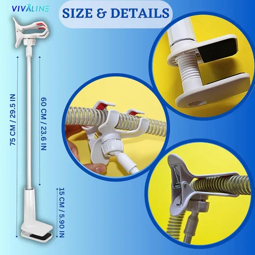 Vista 4 de Soporte para manguera CPAP para evitar fugas y enredos en el tubo, ajustable, extraíble y resistente, organizador de cama, soporte para máscara