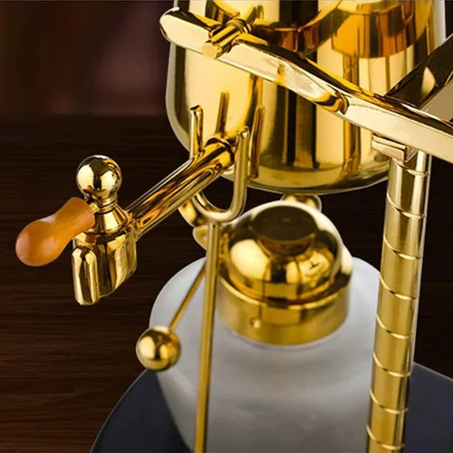 Vista 3 de Sifón Cafeteras Balance Sifón Cafetera Hacer Cafetera Doble Columna Lámpara Contenedor de alcohol, Clásico-Dorado