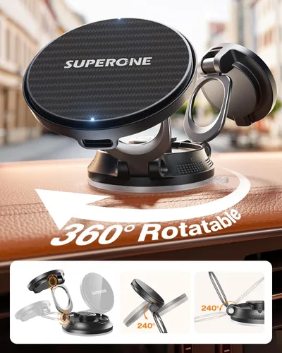 Vista 7 de SUPERONE Cargador de coche MagSafe, cargador de coche inalámbrico magnético de carga rápida de 15 W [88+LBS Ultra succión y 2800gf magnético fuerte]