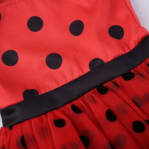 Vista 4 de Uplus ME Disfraz de mariquita para niñas, vestido de mariquita, disfraz de mariquita para niños, conjunto de disfraz de mariquita para Halloween