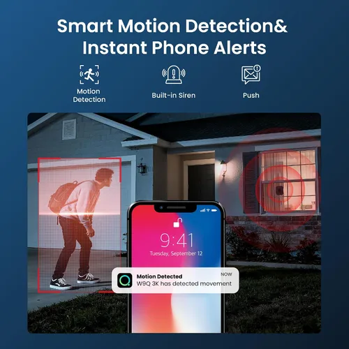 Vista 7 de Cámara de seguridad para ventana HOMIQ LIFE 3MP 2K, cámaras WiFi interiores 2.4GHz/5GHz con visión nocturna a color AI Colorvue, detección