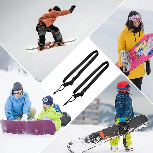 Vista 7 de Snowboard Leash - 41 Inch Adjustable Snowboard Leash Bindings Straps for Men & Women (2 Pcs, Black)