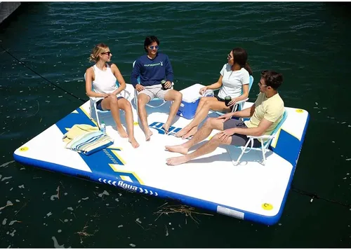 Vista 2 de Aqua Pro APR20924 - Muelle inflable con bomba y mochila, 10 pies x 8 pies