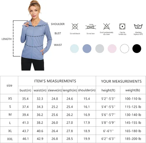 Vista 6 de Libin sudadera con capucha para mujer, con cremallera completa, UPF 50+, capucha con protección solar, de manga larga, para senderismo
