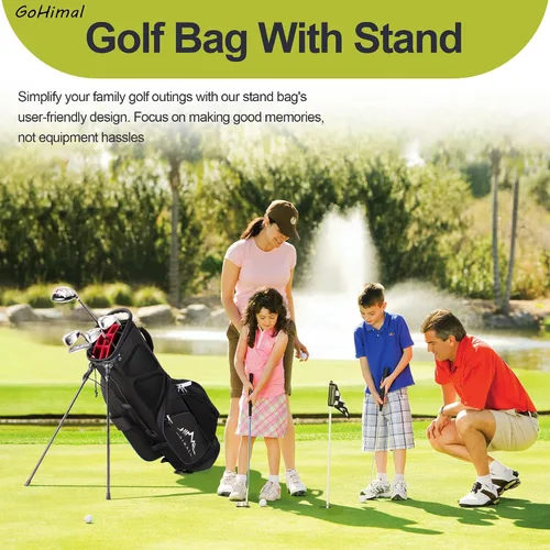 Vista 8 de GoHimal 14-Way Lightweight Golf Stand Bag with Multiple Pockets Golf Bags for Men with Auto-Stand, Smart Storage with 10 Pockets, Ergonomic Padded
