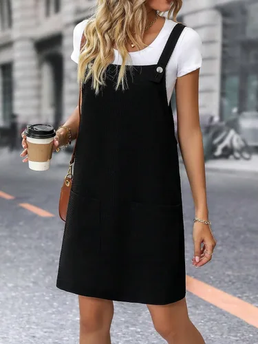 Vista 6 de Floerns Vestido sin mangas liso con doble bolsillo sin mangas para mujer