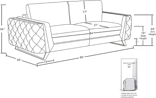 Vista 18 de Blackjack Furniture Lucca Collection - Sofás de terciopelo para sala de estar con marco de madera brasileña tapizado y patas de acero inoxidable, 2