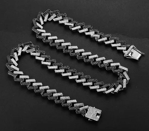 Vista 6 de Cadenas de oro para hombre, diamantes azules, negros, rojos, blancos, eslabones cubanos helados, 130.591 in de ancho, chapado en oro real de 18