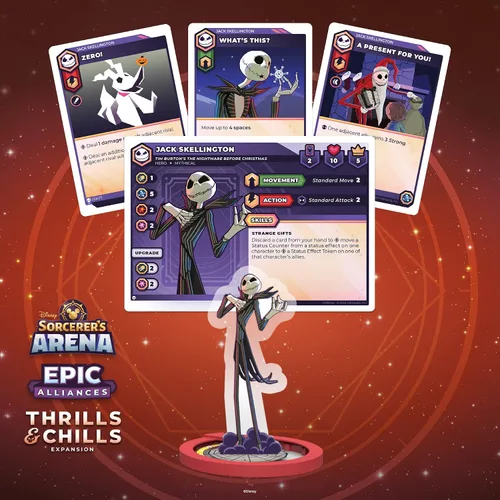 Vista 5 de Disney Sorcerer's Arena Epic Alliances Thrills and Chills Expansión Con Jack Skellington, El Rey Cuerno y Madre Gothel Juego de mesa familiar