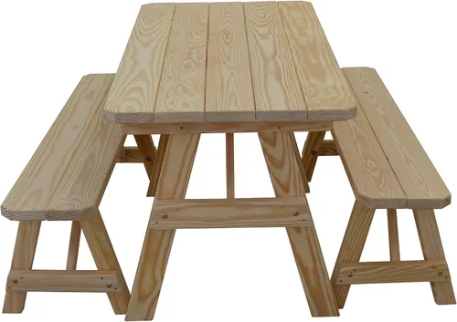 Vista 30 de Furniture Barn USA Pine - Mesa tradicional de 4 pies con 2 bancos, color negro