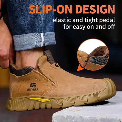 Vista 4 de Welding Boots for Men Slip On Work Boots for Men Fireproof Steel Toe Boots Men's Steel Toe Shoes Indestructible Safety Toe Shoes Construction Boots