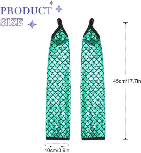 Vista 2 de GEMILY Fish Scale Gloves Fingerless Fashion Mermaid Sparkly Arm Sleeve Long Party Rave Gloves Costume for Women and Girls
