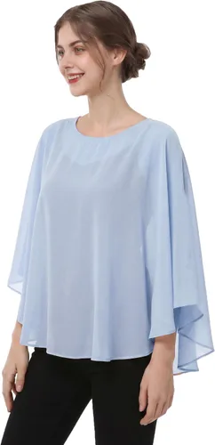 Vista 27 de Capas de gasa para mujer, chales y envolturas para poncho Negro