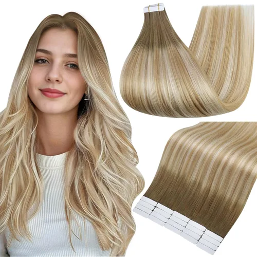 Vista 39 de Full Shine - Extensiones de cabello humano con cinta adhesiva, 10 pulgadas, sin costuras, color 1 negro azabache de 1.06 oz, cinta invisible